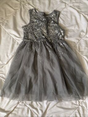 GAP Kids Silver Sequin Tulle Party Dress